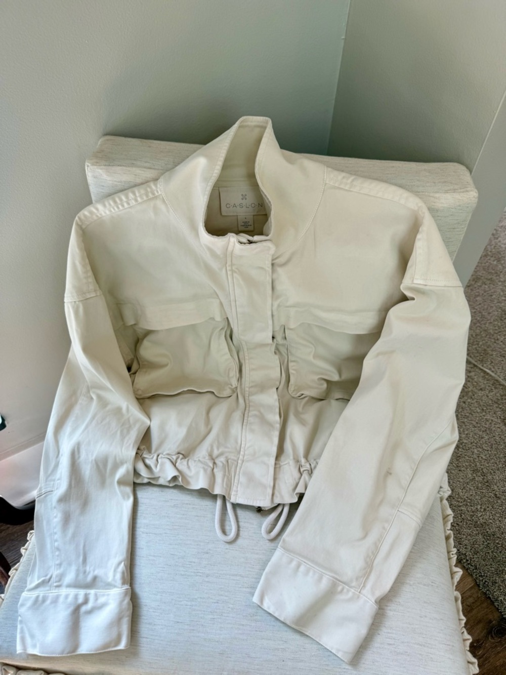 Caslon Cream Drawcord Waist Utility Jacket